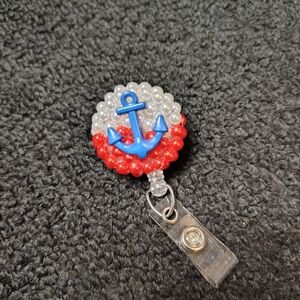 Nautical Sea Anchor Summer Themed ID Badge Holder Retractable Reel Nurse CNA